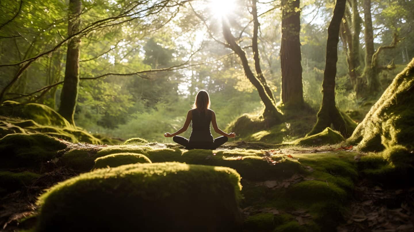 Frauen Yoga im Wald