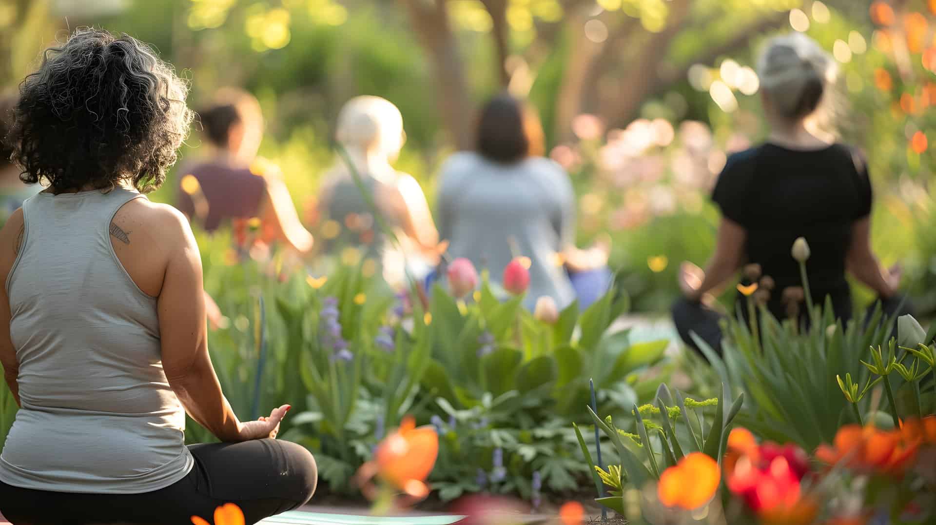 Personen praktizieren Yoga im Freien